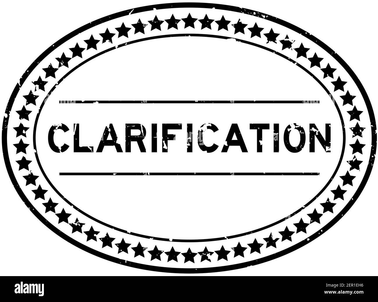 Grunge parola chiarificatrice nera gomma ovale sigillo stampigliato su bianco sfondo Illustrazione Vettoriale