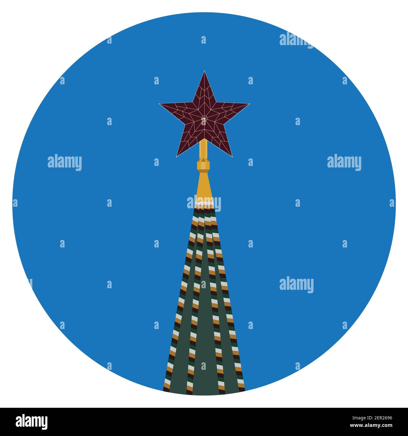 Illustrazione vettoriale Spasskaya torre del Cremlino a Mosca. Torre del Cremlino con orologio a icona piatta Mosca Illustrazione Vettoriale