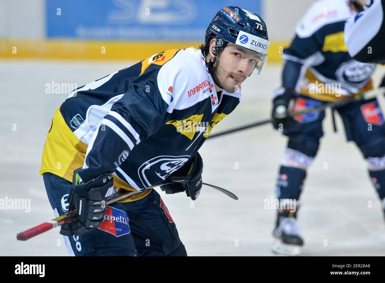 28.02.2021, Ambri, Stadio Valascia, Lega Nazionale: HC Ambri-Piotta - Tigri SCL, 73 Petr Cajka (Ambri) (USCITA Svizzera/Germania/Austria/Croazia) Foto Stock