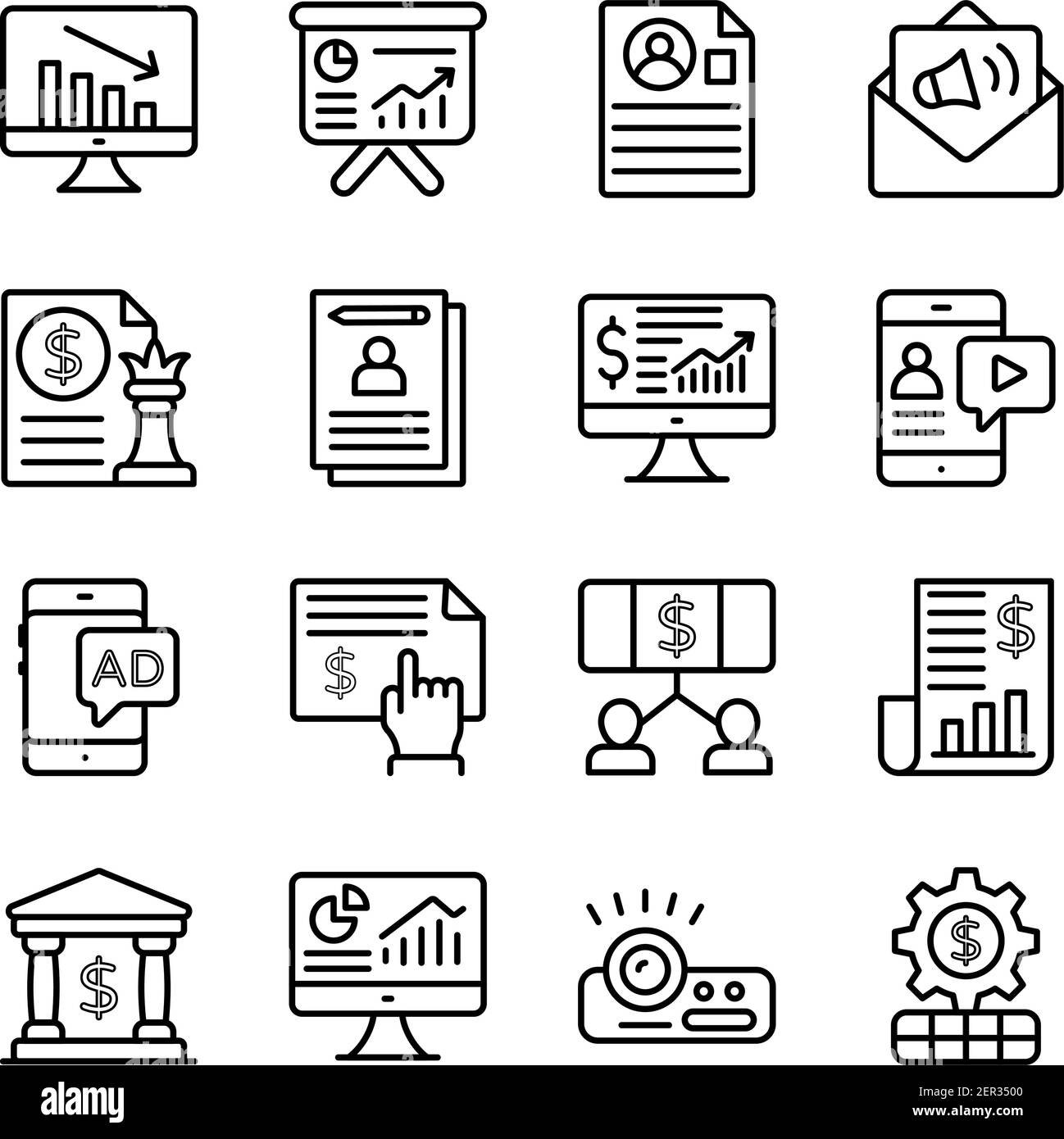 Pacchetto icone lineari per l'analisi dei dati Illustrazione Vettoriale Pacchetto icone lineari per l'analisi dei dati Illustrazione Vettoriale