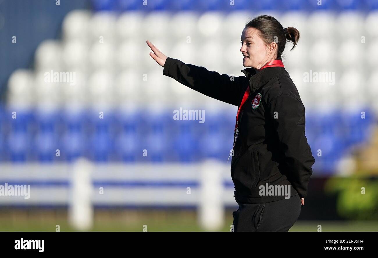 Jay Bradford, manager di Coventry United, dopo la partita del Campionato Femminile di fa alla Butts Park Arena di Coventry. Data immagine: Domenica 28 febbraio 2021. Foto Stock