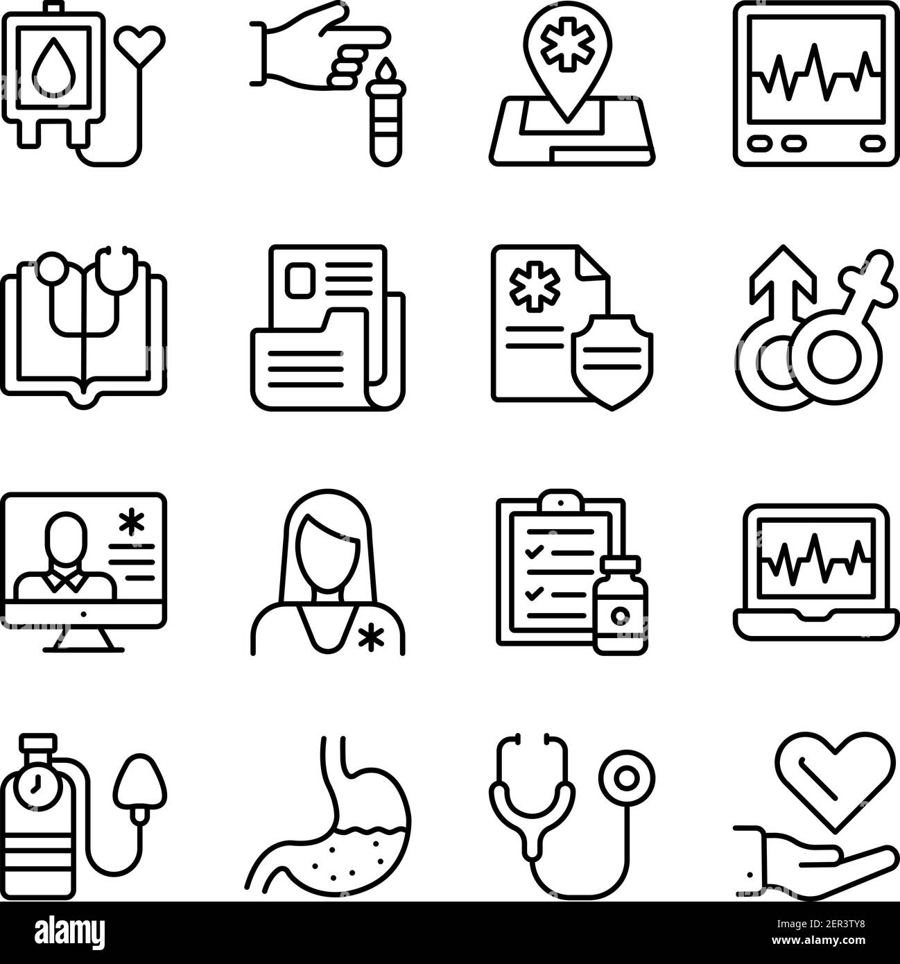 Confezione di icone lineari di Medical Care Illustrazione Vettoriale