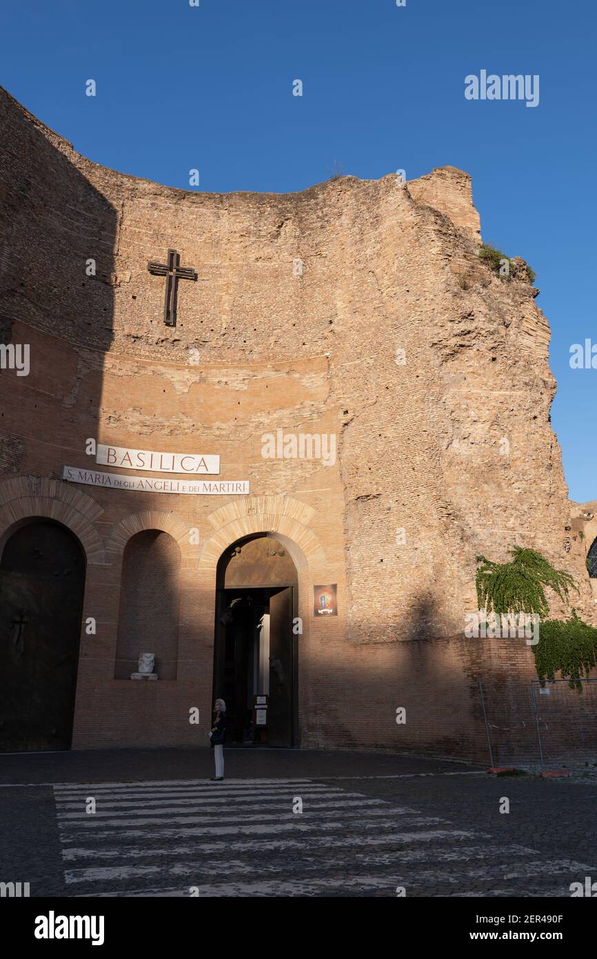 Basilica di Santa Maria degli Angeli e dei Martiri (in italiano: Santa Maria degli Angeli e dei Martiri), chiesa titolare di Roma Foto Stock