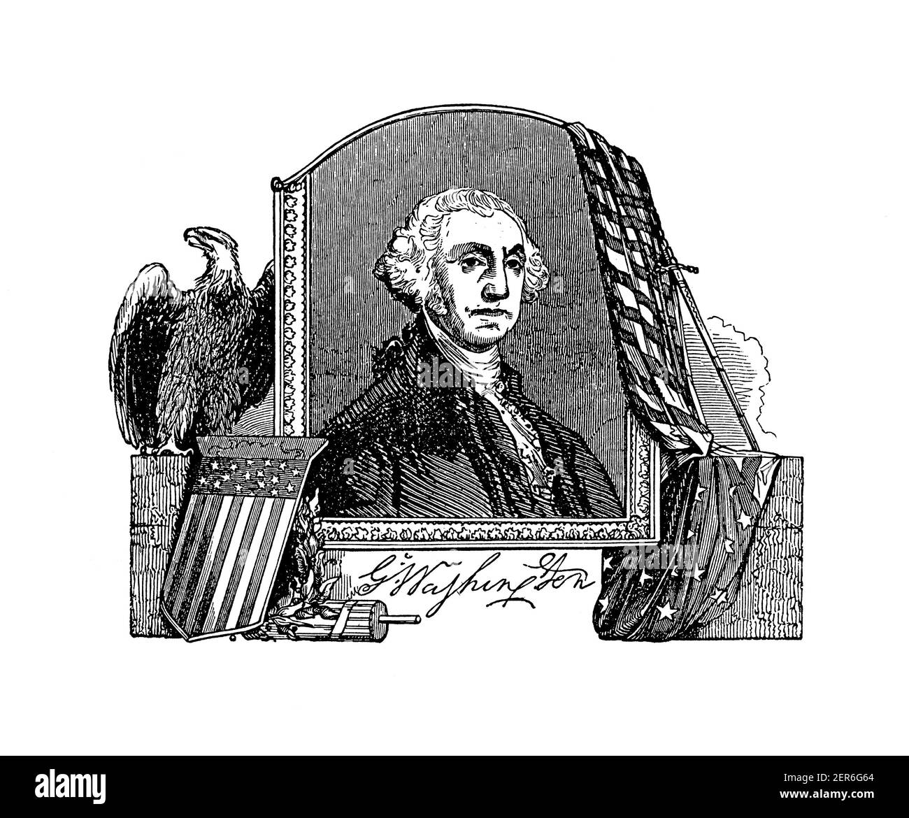 Ritratto di mezza lunghezza di George Washington, il primo presidente degli Stati Uniti d'America, che serve dal 1789 al 1797 e universalmente considerato come Foto Stock