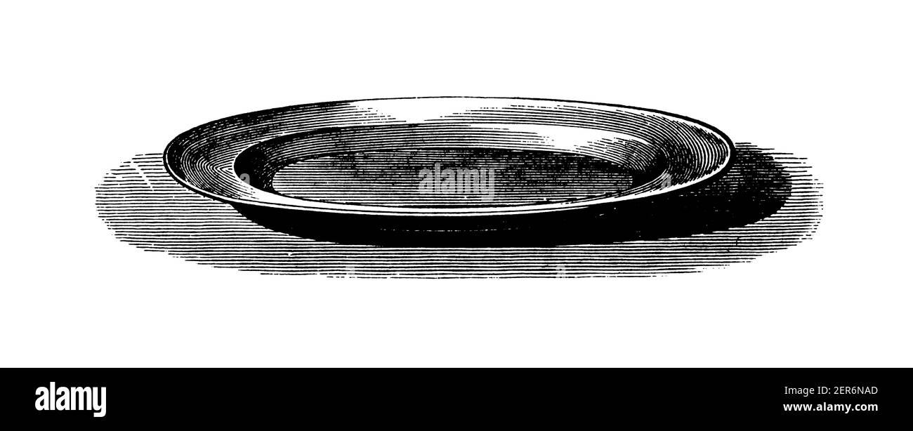 Antica illustrazione del piatto al gratin. Pubblicato in le livre de cuisine, par Jules Goufe, Librarie Hachette et Cie (Parigi, 1874). Foto Stock