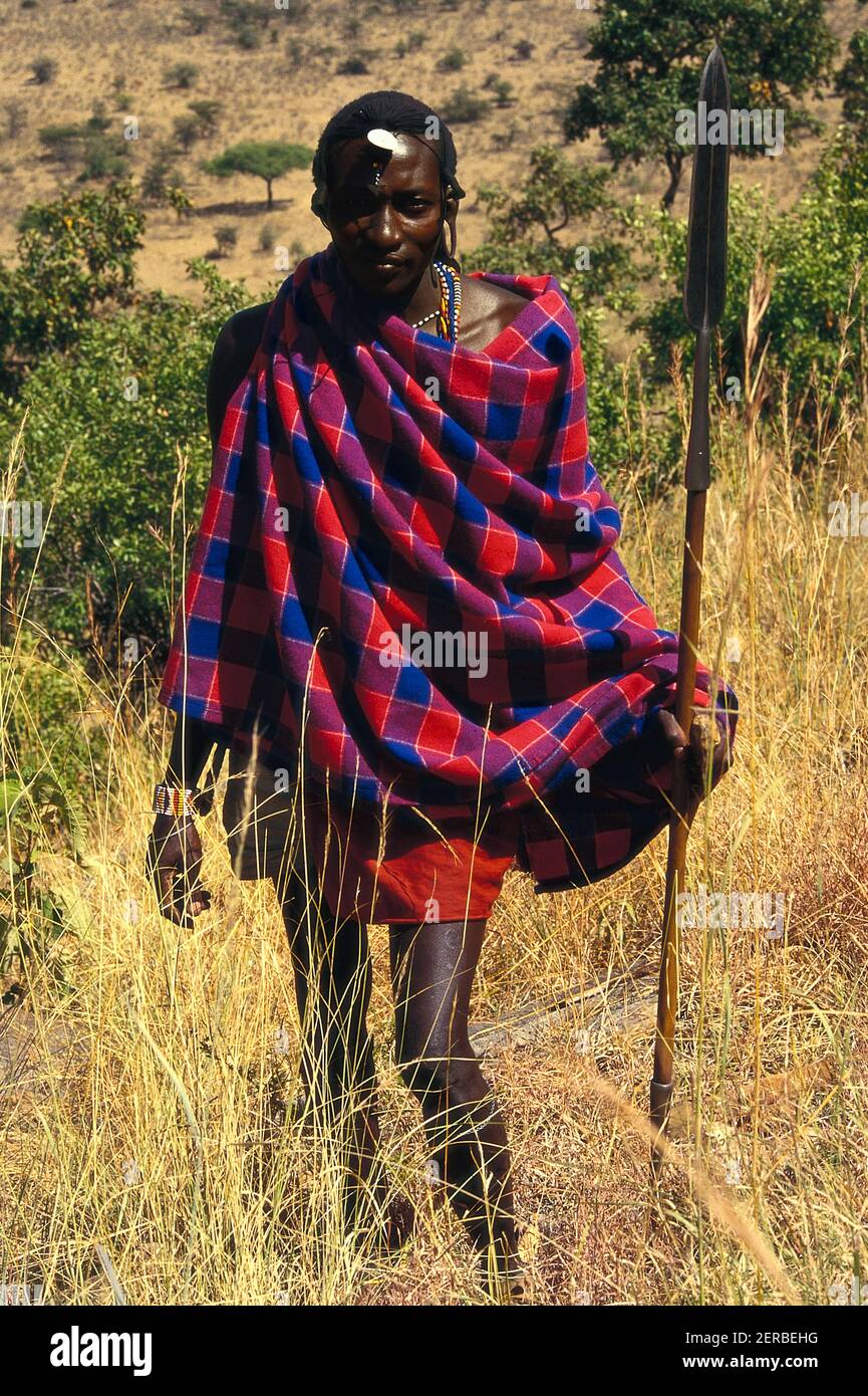 Maasai People - Maasai Mara - Kenya 1993 (Foto su pellicola fotografica) Foto Stock