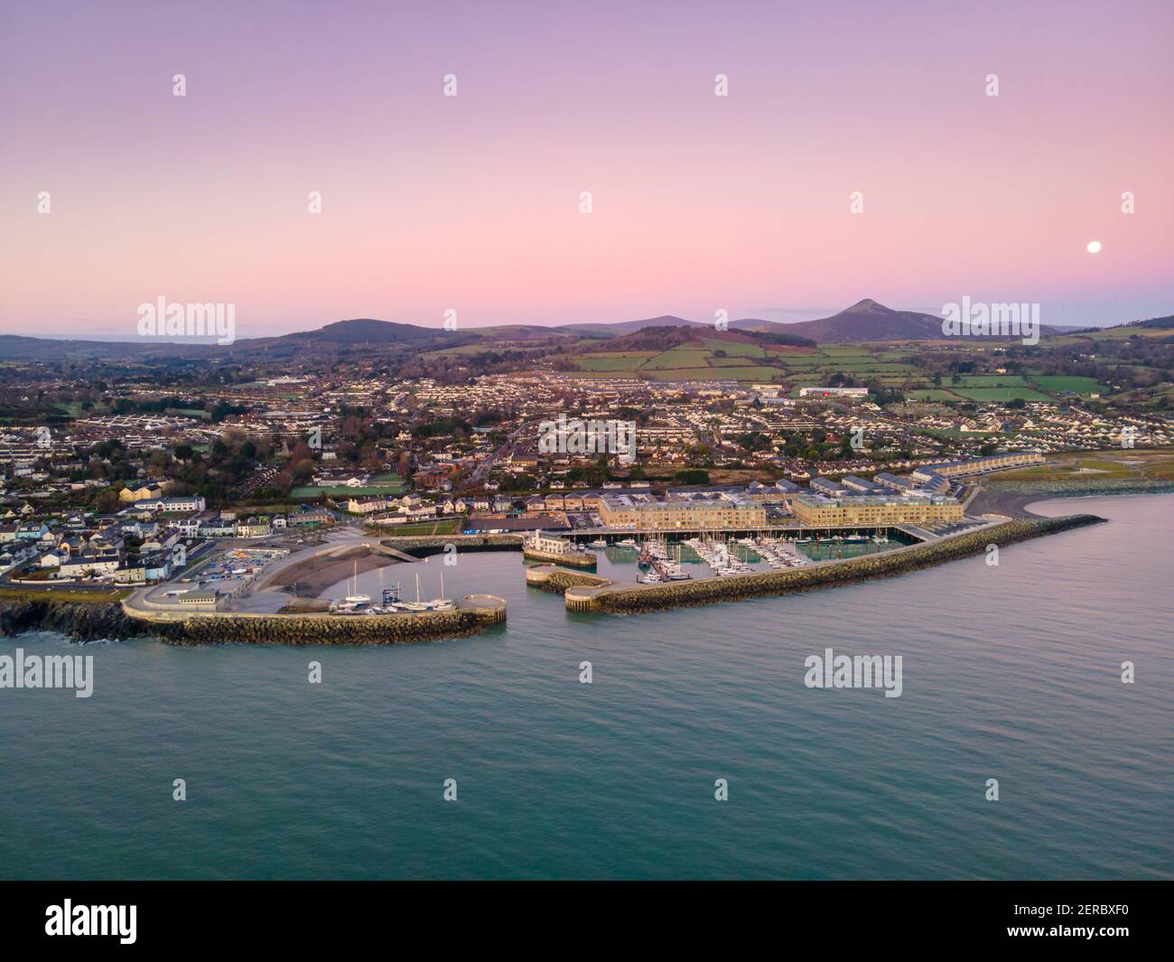 Vista panoramica aerea a Graystones nella contea di Wicklow, Irlanda Foto Stock