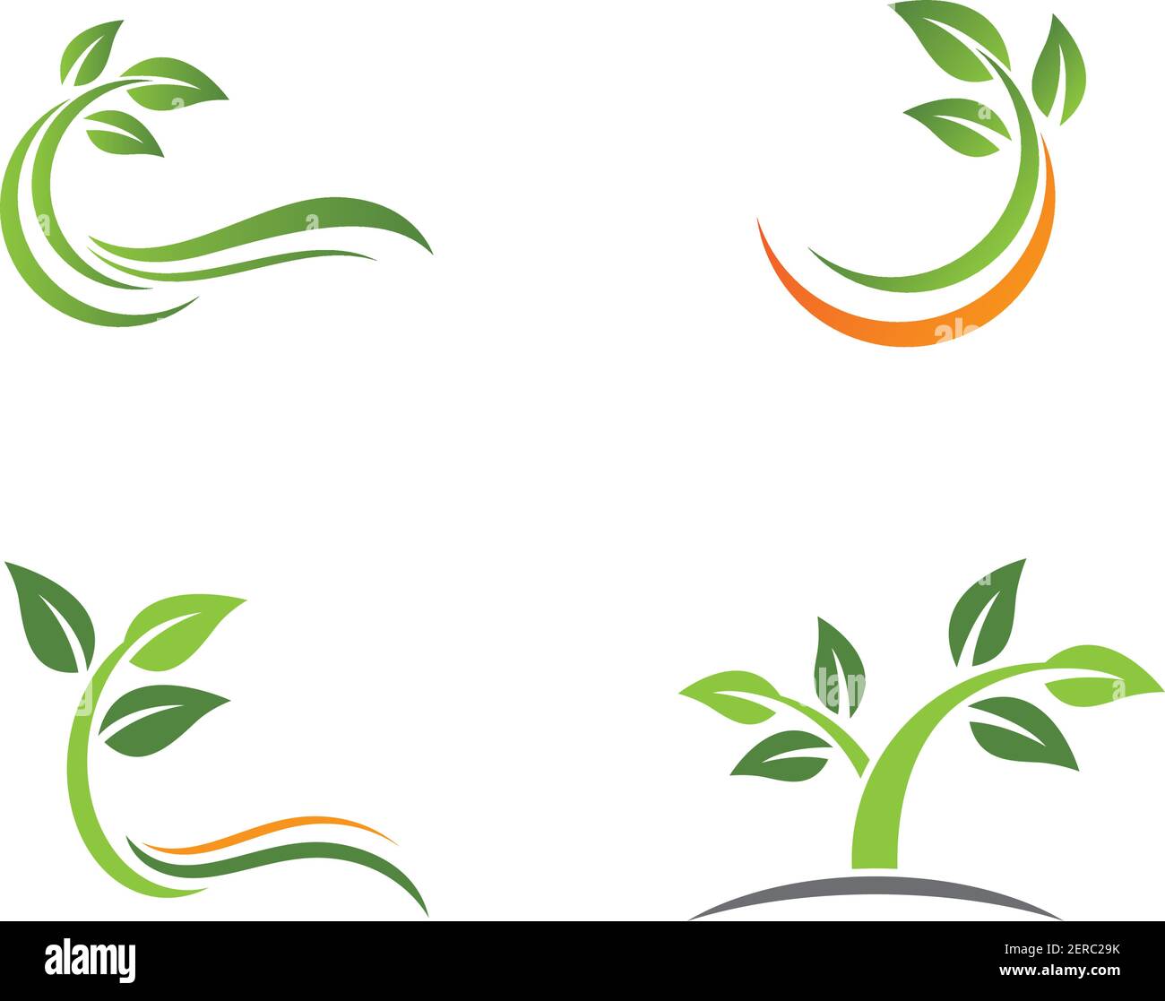 Loghi di foglia verde ecologia natura elemento icona vettore Illustrazione Vettoriale