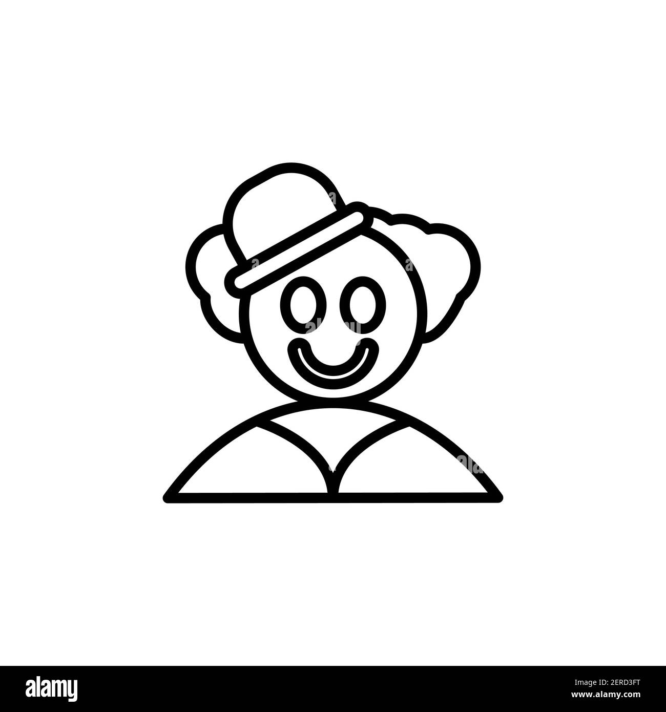 Contorno clown Icon.carnival e illustrazione vettoriale strumento su sfondo bianco Foto Stock