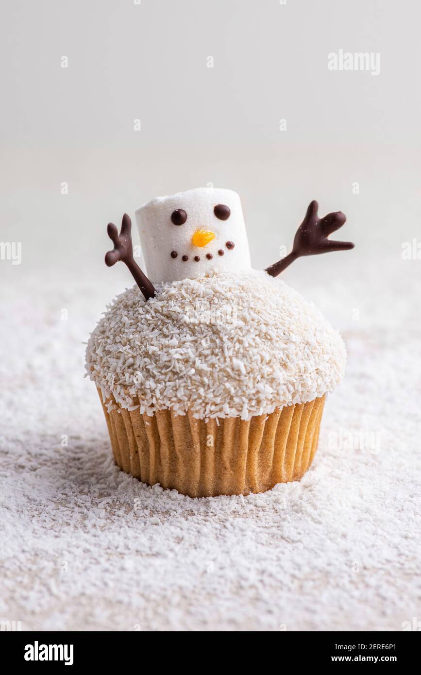 Snowman Cupcake Foto Stock