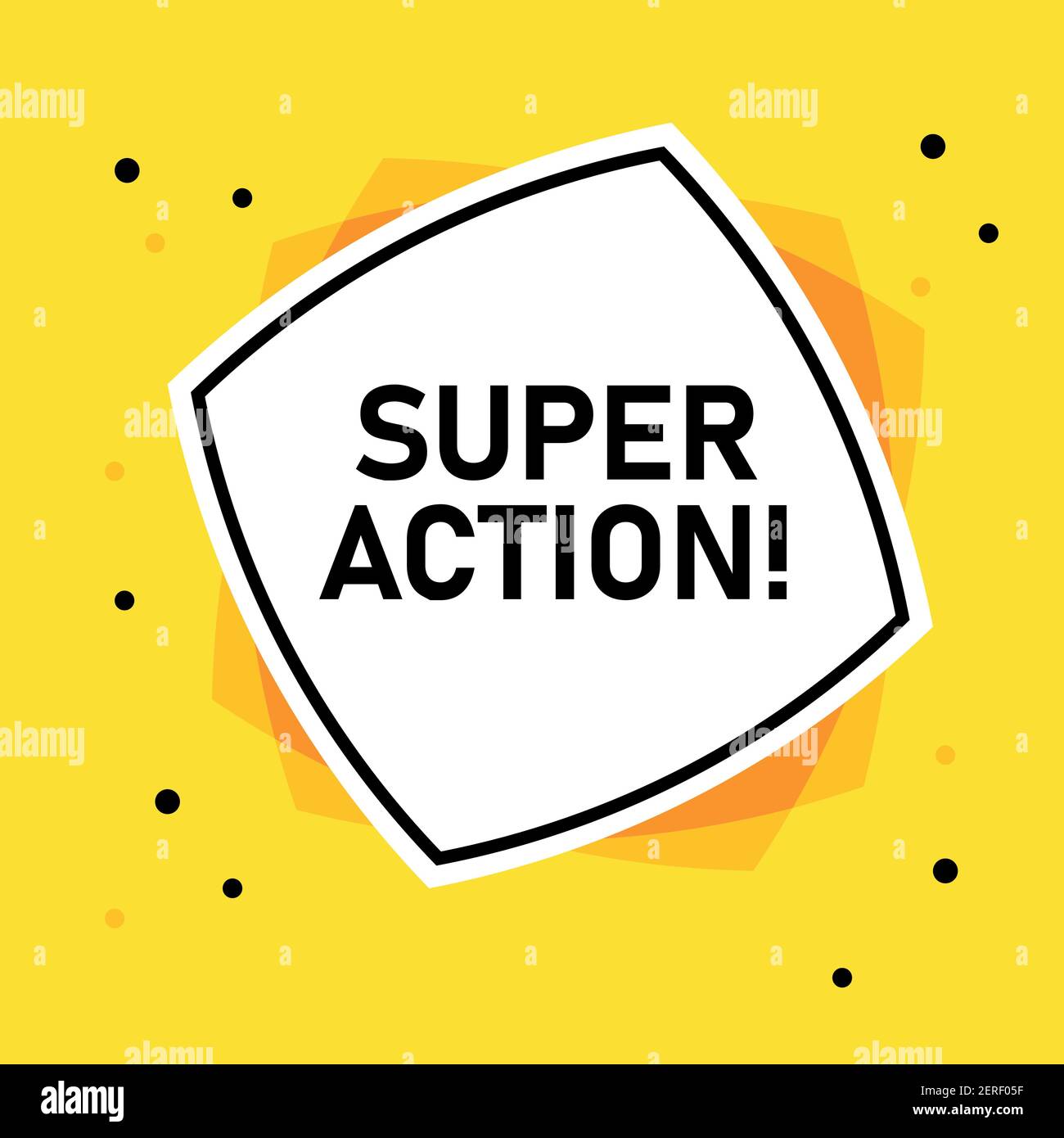 Testo creativo Super Action scritto in bolla vocale, illustrazione vettoriale. Illustrazione Vettoriale