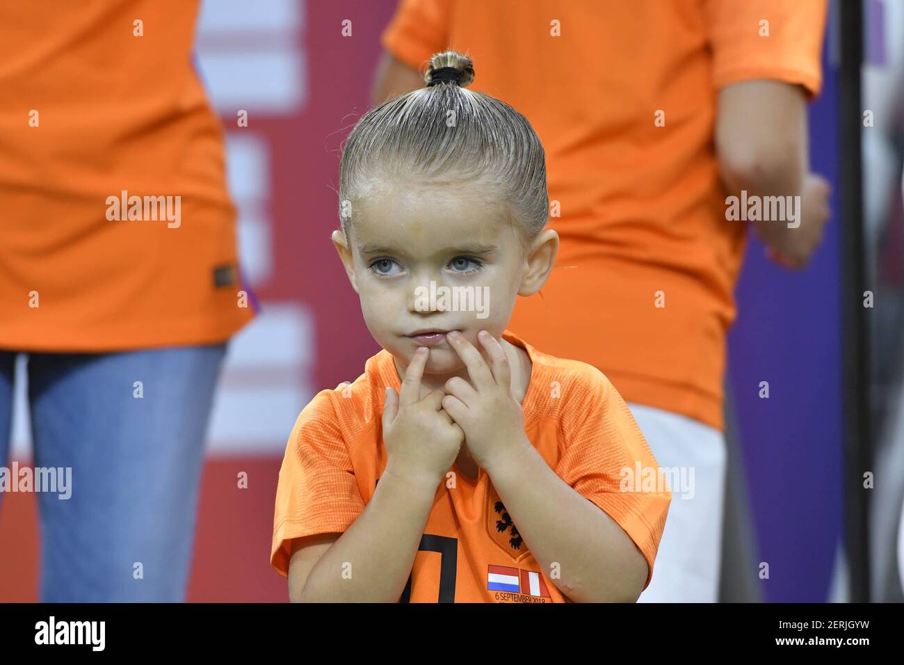 06-09-2018 Voetbal Xess Xava, figlio di Wesley Sneijder, durante la partita di calcio tra la nazionale olandese e Perù. La partita amichevole è, tra le altre cose, l'addio di Wesley Sneijder. (PPE/Soenar Chamid/Sipa USA) Foto Stock