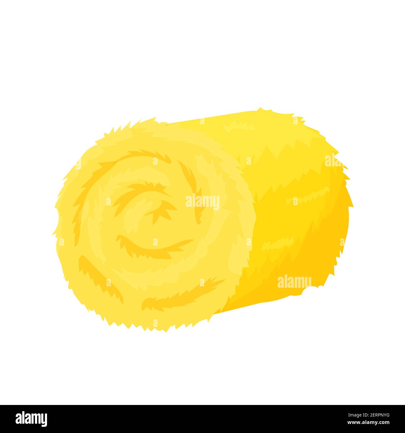 Balla secca di fieno, haycock in stile cartone animato isolato su sfondo bianco. Pila di rotoli, pila di paglia. Raccolto agricolo, illustrazione del vettore di stock di lavoro agricolo. Illustrazione vettoriale Illustrazione Vettoriale