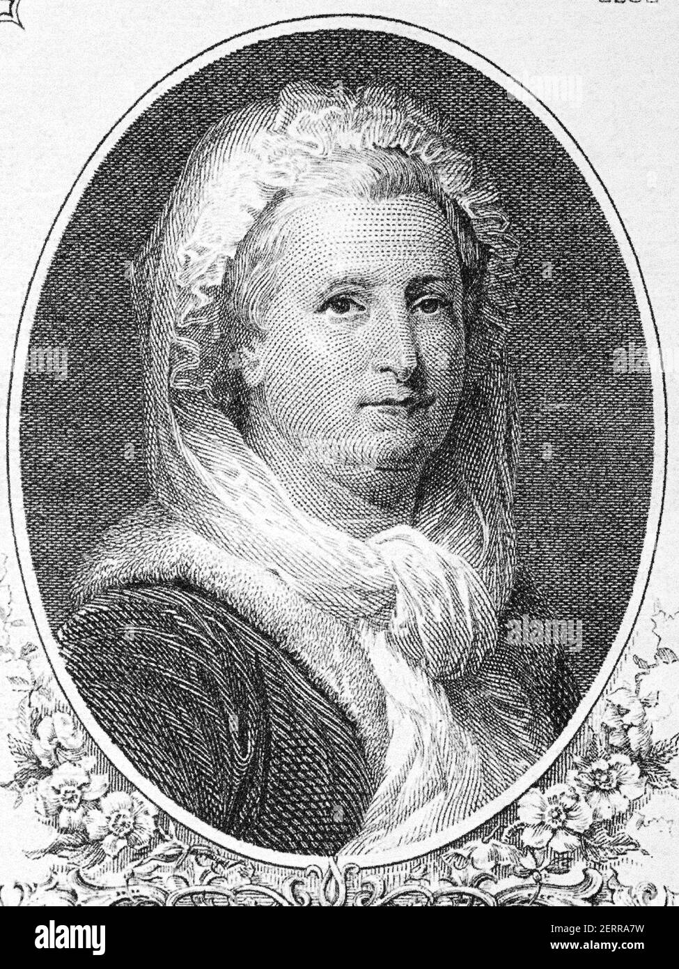 Martha Washington un ritratto dal vecchio denaro americano Foto Stock