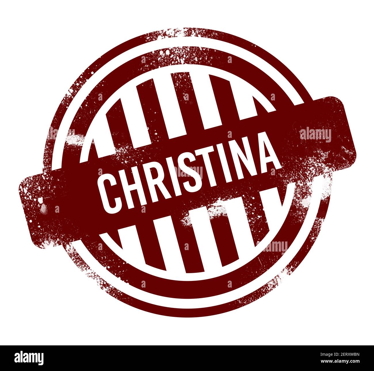 Christina - pulsante rotondo rosso di grunge, timbro Foto Stock