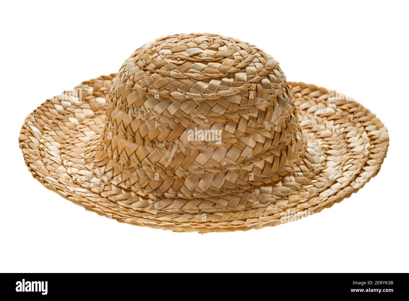Cappello di paglia rotondo, vista laterale, isolato su sfondo bianco Foto  stock - Alamy