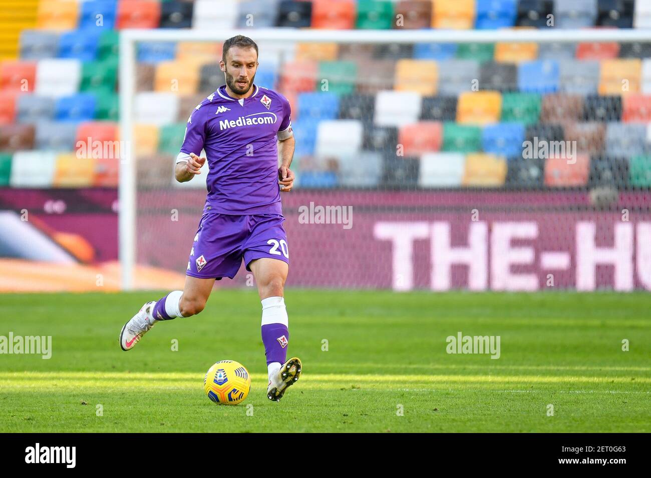 Tedesco Pezzella (Fiorentina) ritratto durante Udinese Calcio contro ACF Fiorentina, calcio italiano Serie A match, Ud - Photo .LiveMedia/Ettore Griffoni Foto Stock