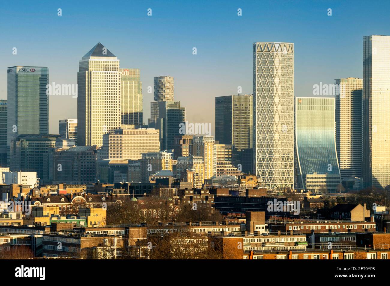 Londra UK Canary Wharf uffici e strade urbane Foto Stock