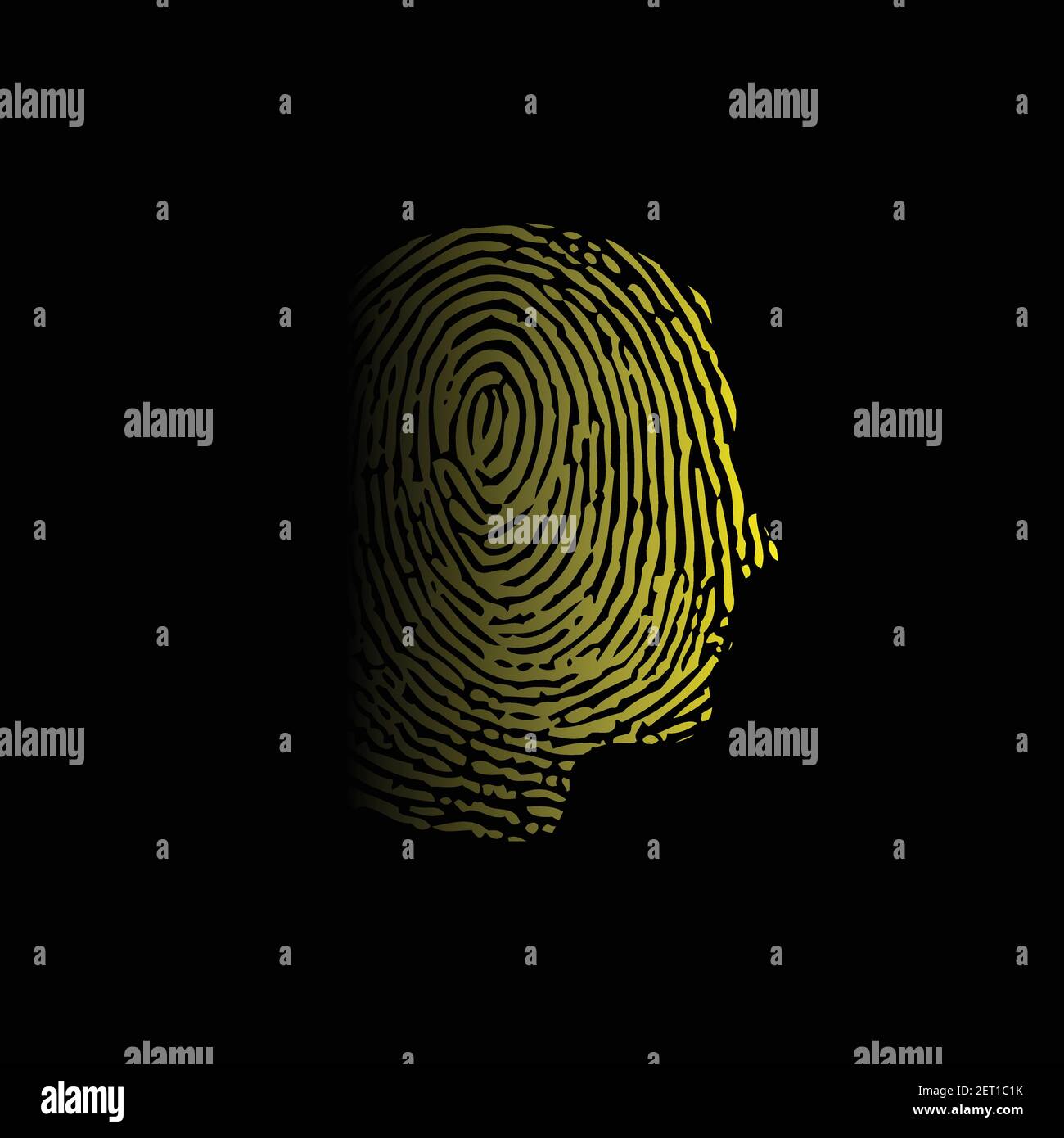 Face ID sfondo giallo con impronta digitale Illustrazione Vettoriale