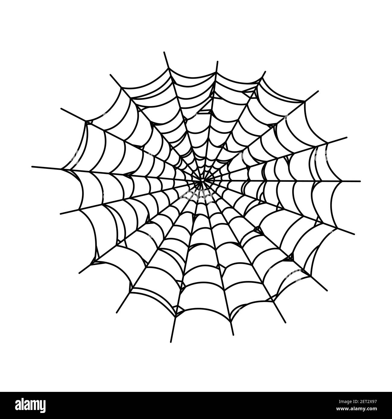 Spider web isolato su sfondo wite. Profilo cobweb per horror Halloween party disegni. Illustrazione vettoriale dello schizzo Illustrazione Vettoriale