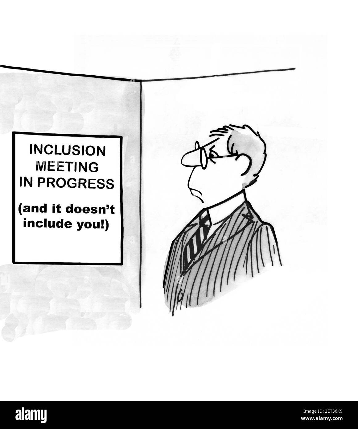 L'esecutivo maschile bianco non è invitato a una riunione di inclusione. Foto Stock