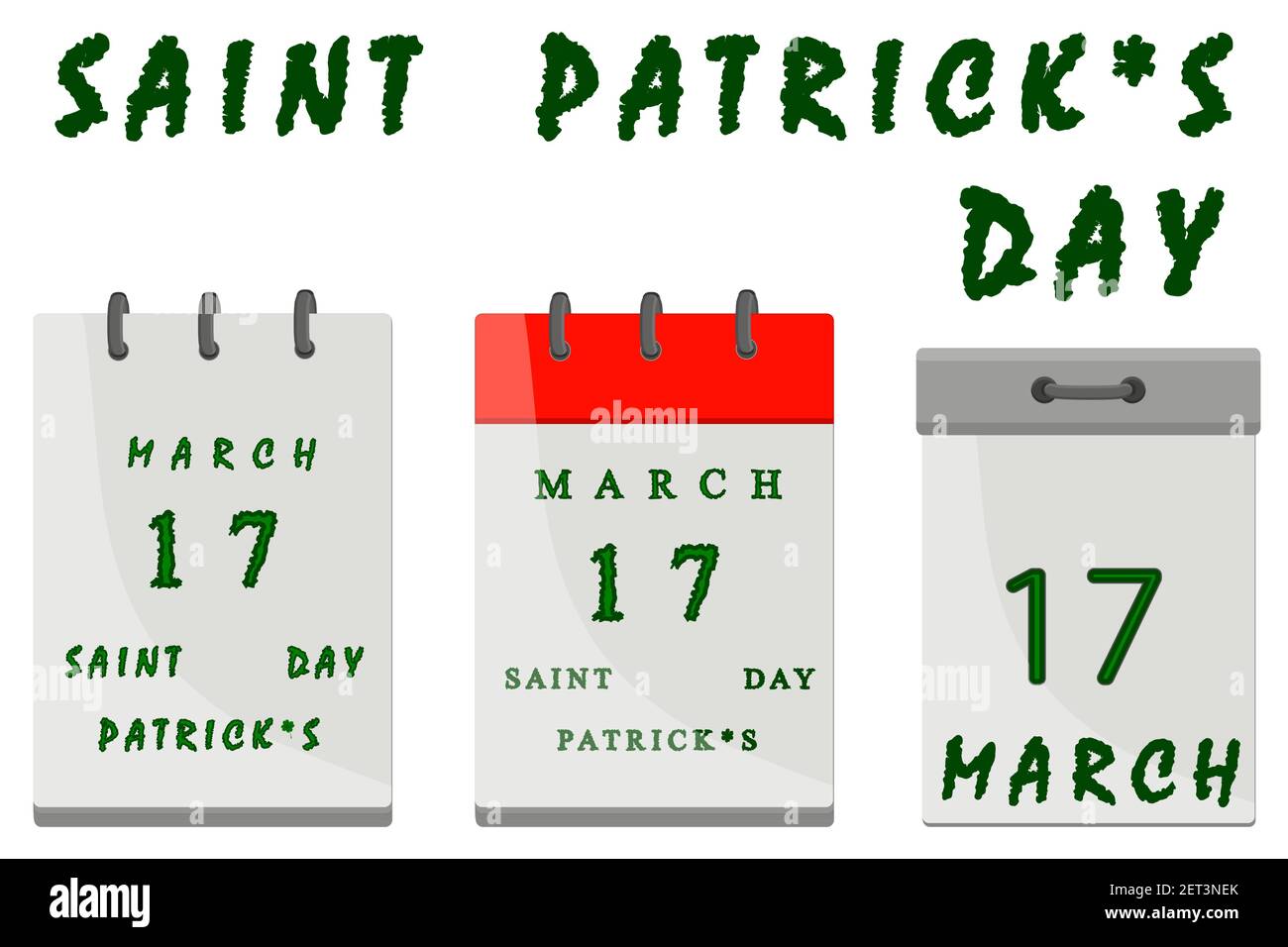 Festa irlandese San Patrizio giorno, grande calandra di carta con data. Pattern St Patrick giorno composto da molti diversi calandri di carta data. calende di carta Illustrazione Vettoriale