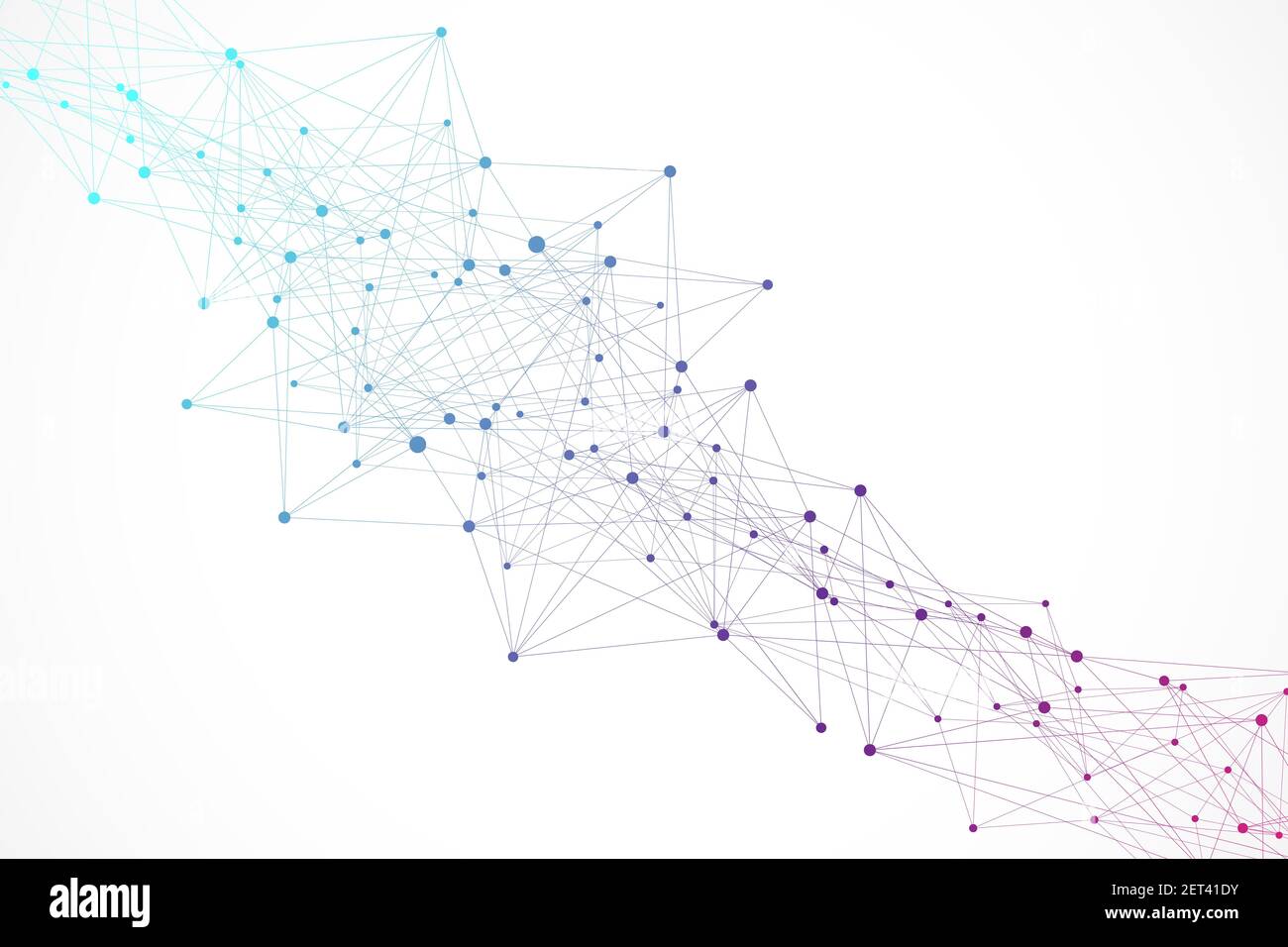 Intelligenza artificiale futuristica e concetto di apprendimento automatico. Visualizzazione dei big data umani. Wave Flow Communication, illustrazione scientifica. Foto Stock