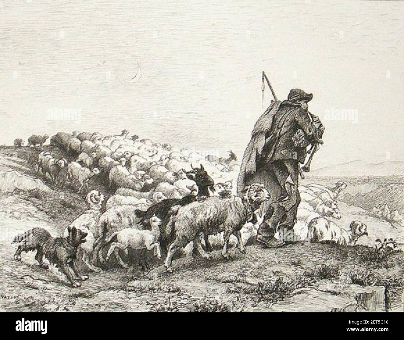 Paul Vayson 1882 retour du troupeau en Provence. Foto Stock