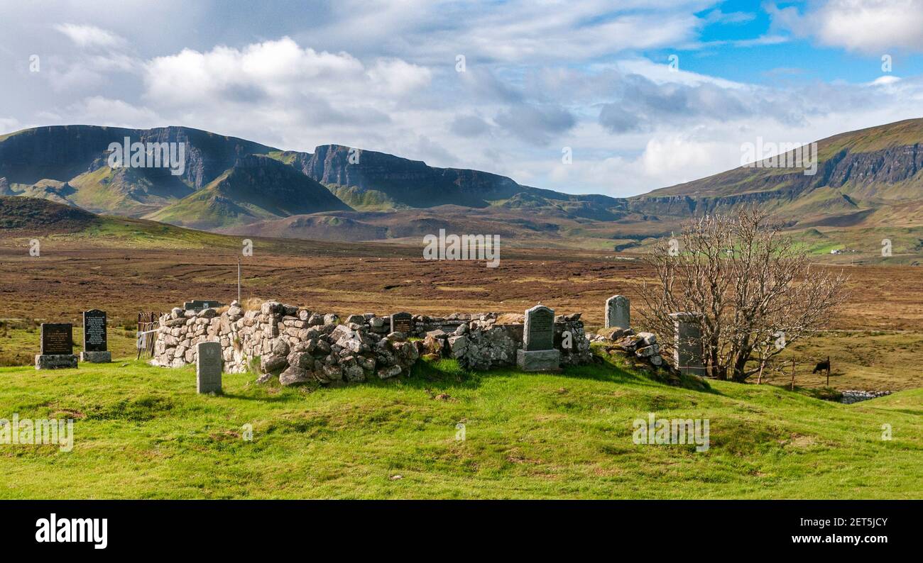 Il terreno di sepoltura – Staffin, Isola di Skye, Scozia, Regno Unito Foto Stock