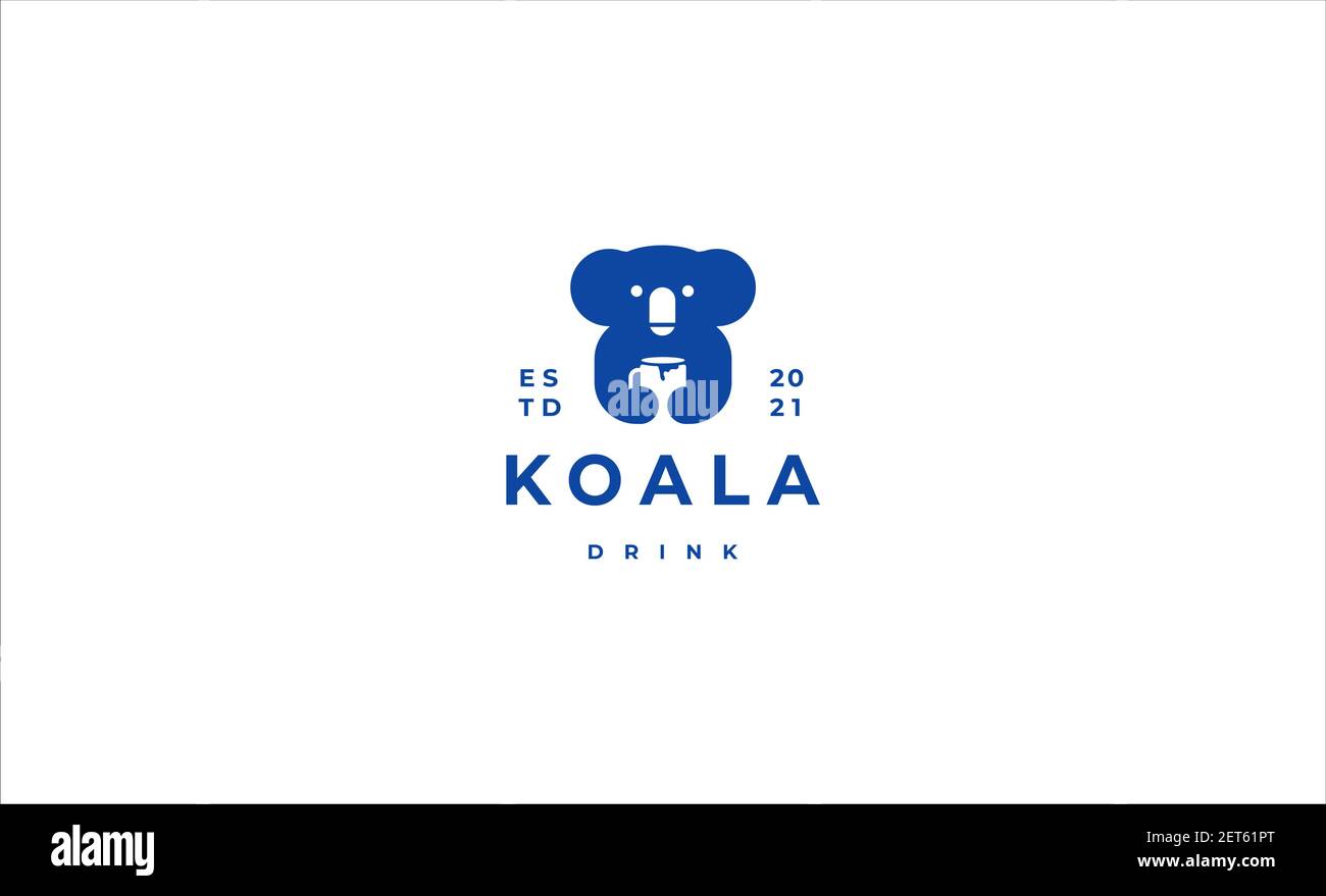 koala bere una tazza logo vettore icona illustrazione Foto Stock