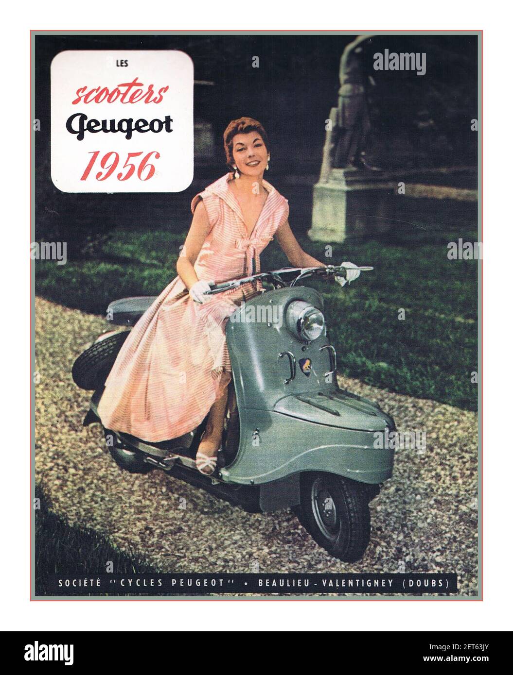SCOOTER PEUGEOT 1956 Francia poster stile di vita vintage per gli scooter francesi degli anni '50 di Peugeot Francia. Stile di vita. Francia Trasporti Foto Stock