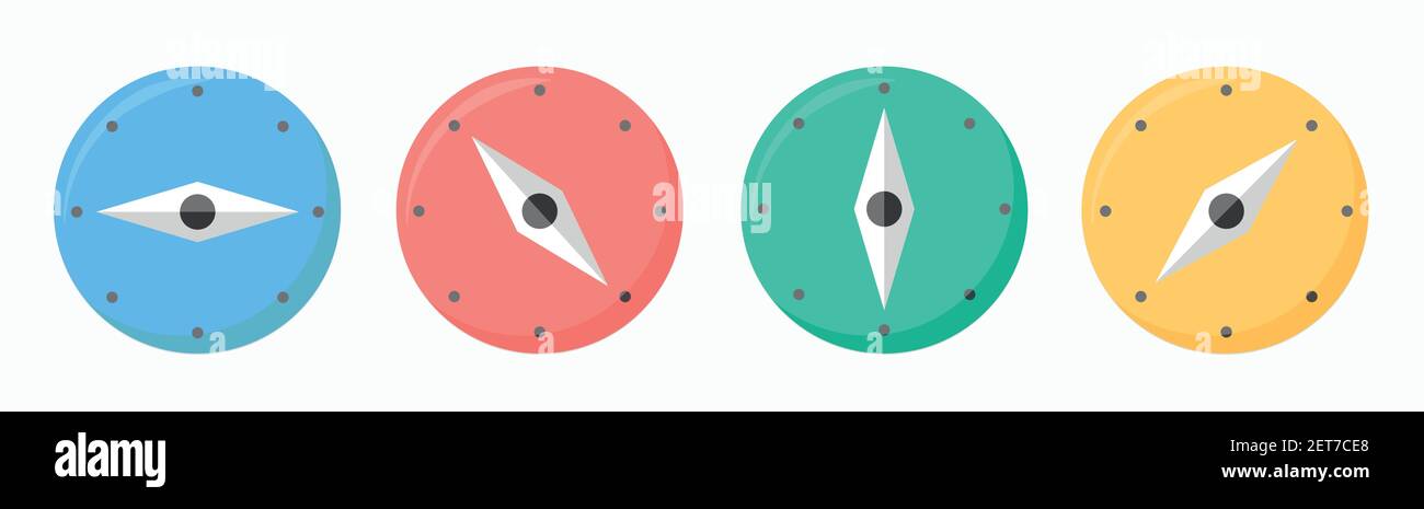 Icona Compas isolata su sfondo bianco. Immagine icona Compas, Compas Vector Modern, pittogramma bussola piatta Design, business, marketing. Illustrazione Vettoriale
