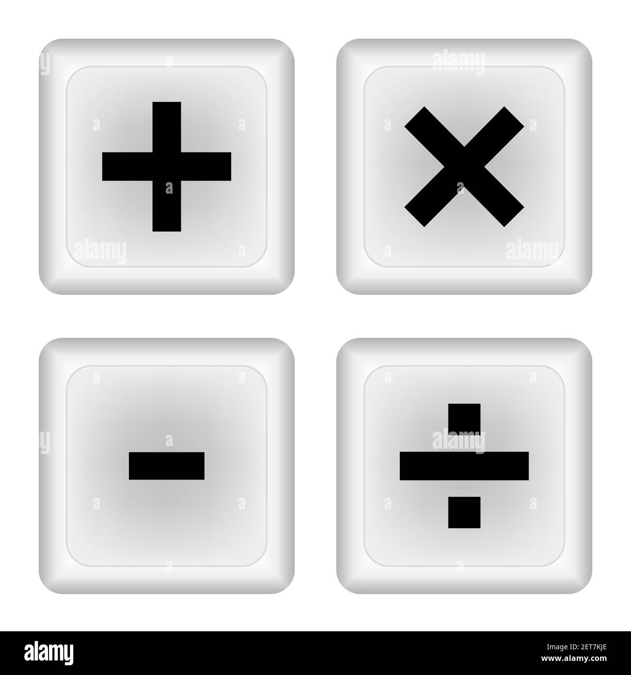 Icona della calcolatrice isolata su sfondo bianco. Tastiera con cartelli calcolatrice. Illustrazione vettoriale Illustrazione Vettoriale