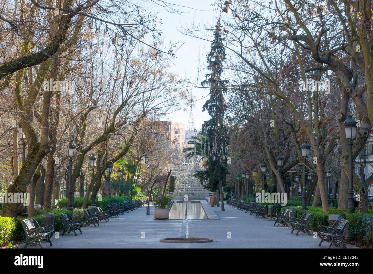 Puertollano. Paseo de San Gregorio, bella passeggiata in provincia di Ciudad Real, Spagna Foto Stock