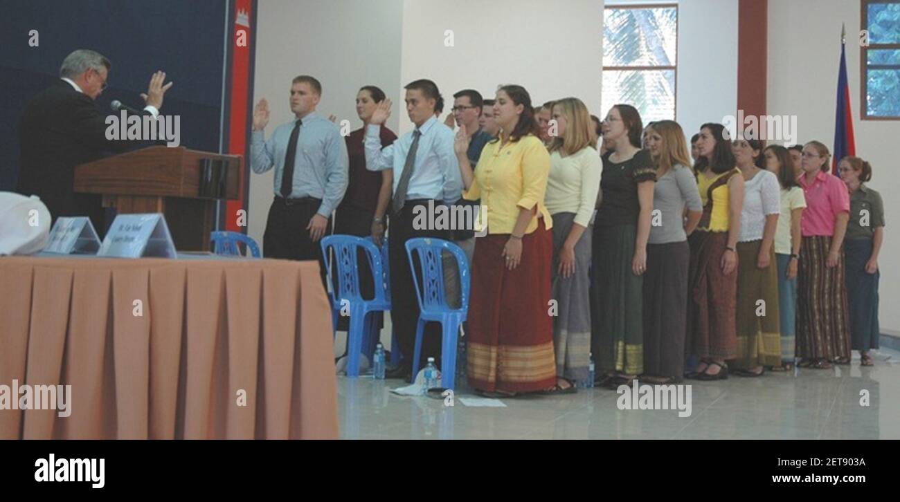 Corpo di pace Volontario giurare in Cambogia, 2007. Foto Stock