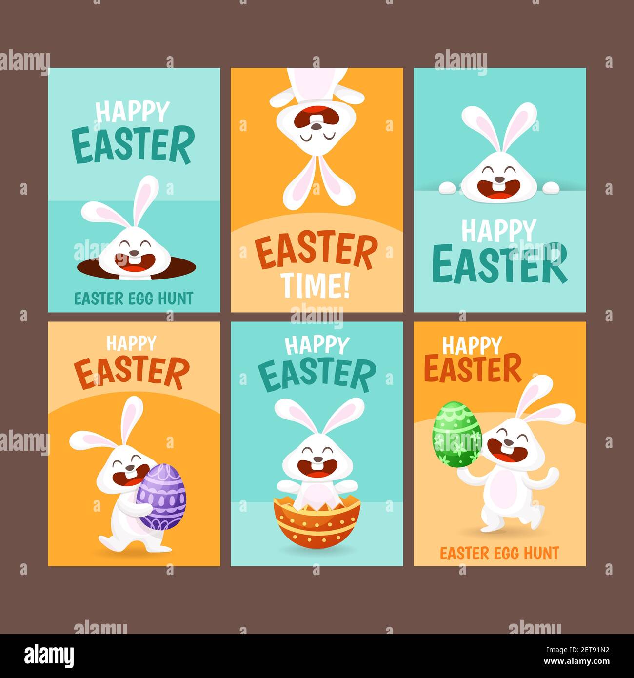 COCHIE - Set Di 12 Biglietti Di Auguri Di Pasqua Con Buste, Formato A6, Motivi Con Coniglietti E Uova - 2