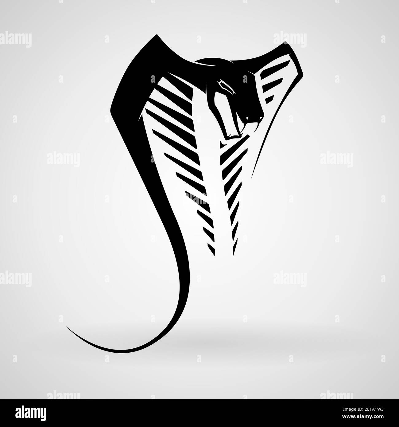 Modello con logo vettoriale serpente. Icona serpente di pericolo. Silhouette viper nera. Furiosa cobra testa sport vettoriale logo concetto isolato su sfondo bianco Illustrazione Vettoriale