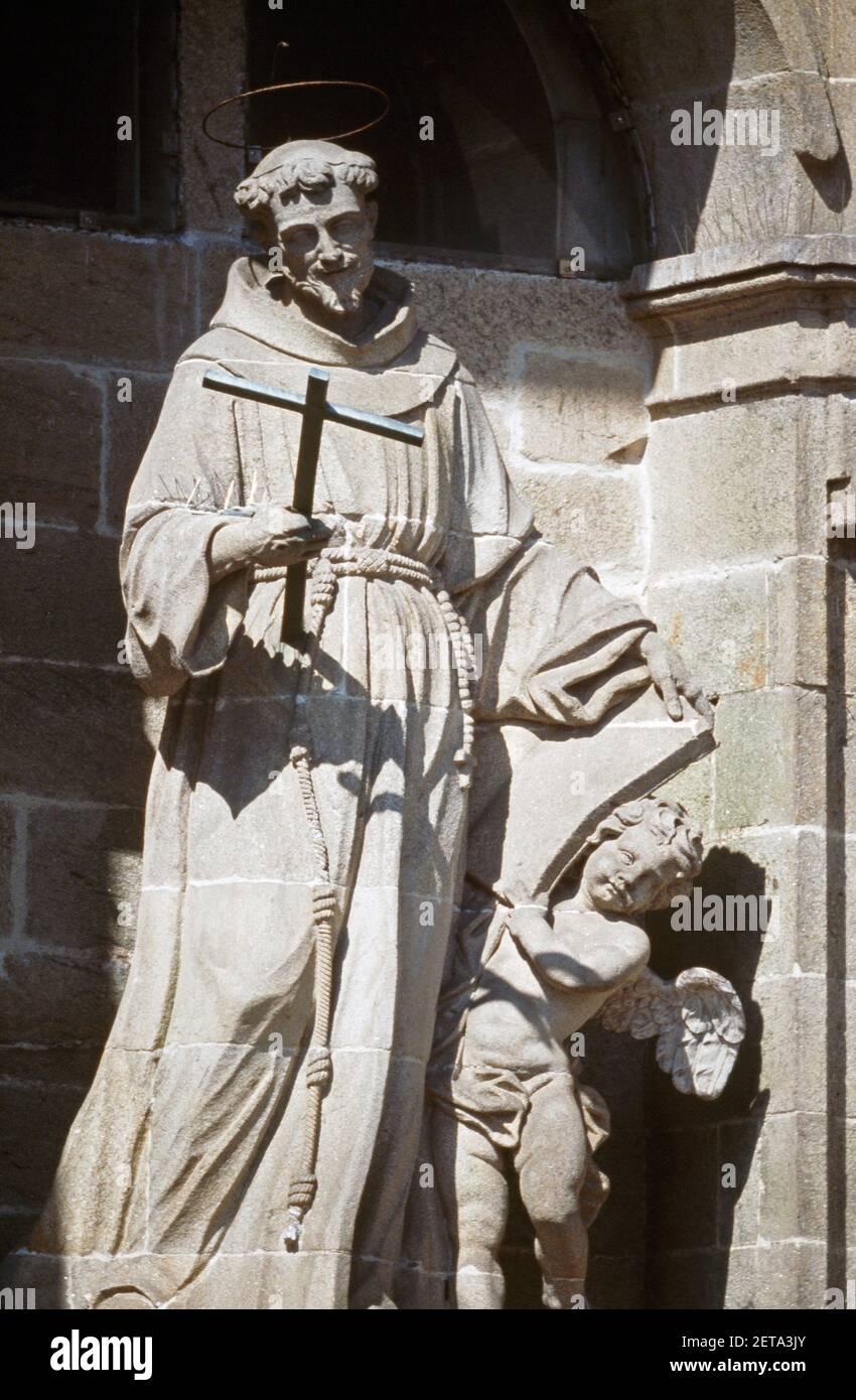 Statua di San Francesco di Assisi Cattedrale Santiago de Compostela Galizia Spagna Foto Stock
