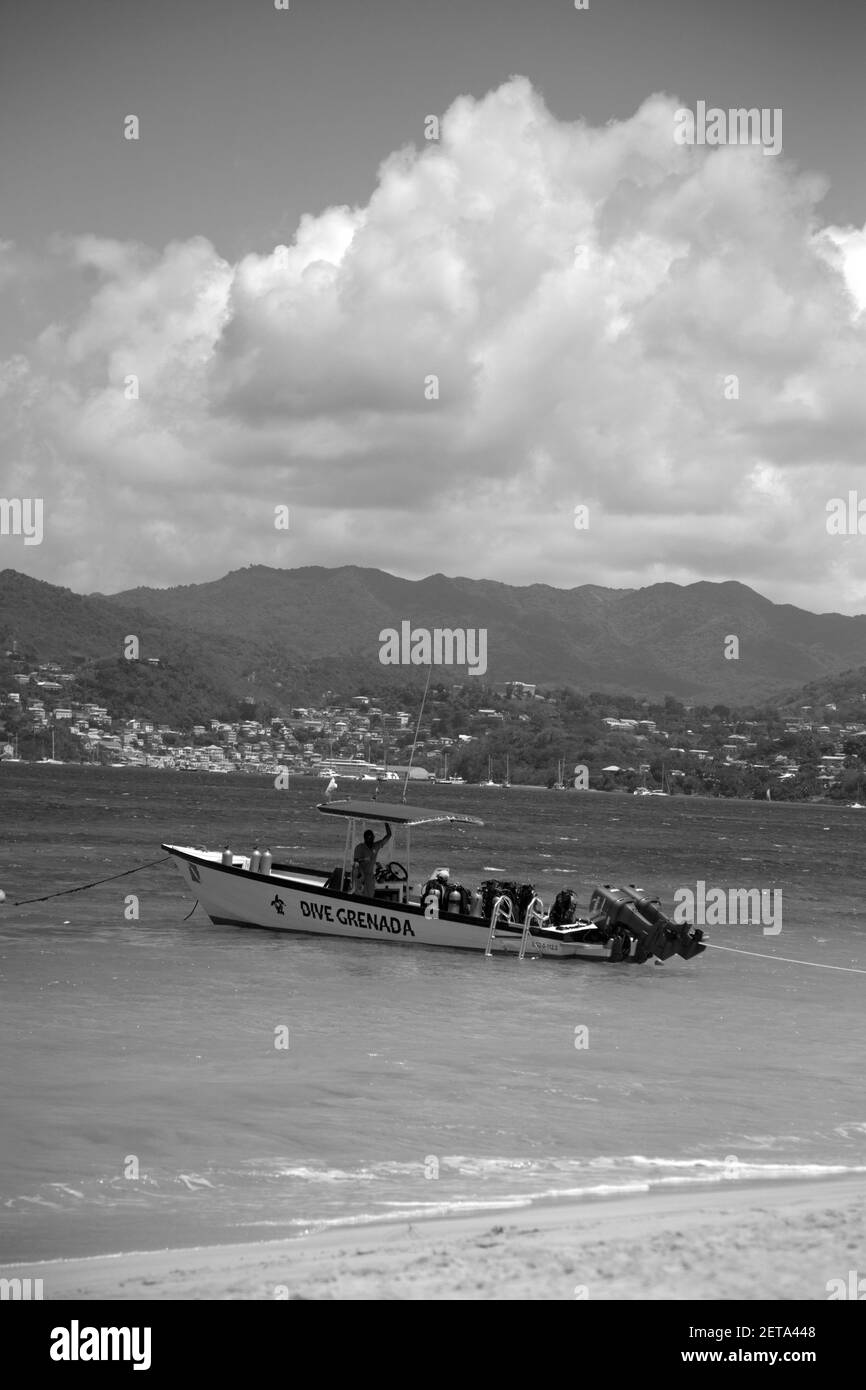immersione grenada barca grand anse spiaggia grenada vento isole ovest indie Foto Stock