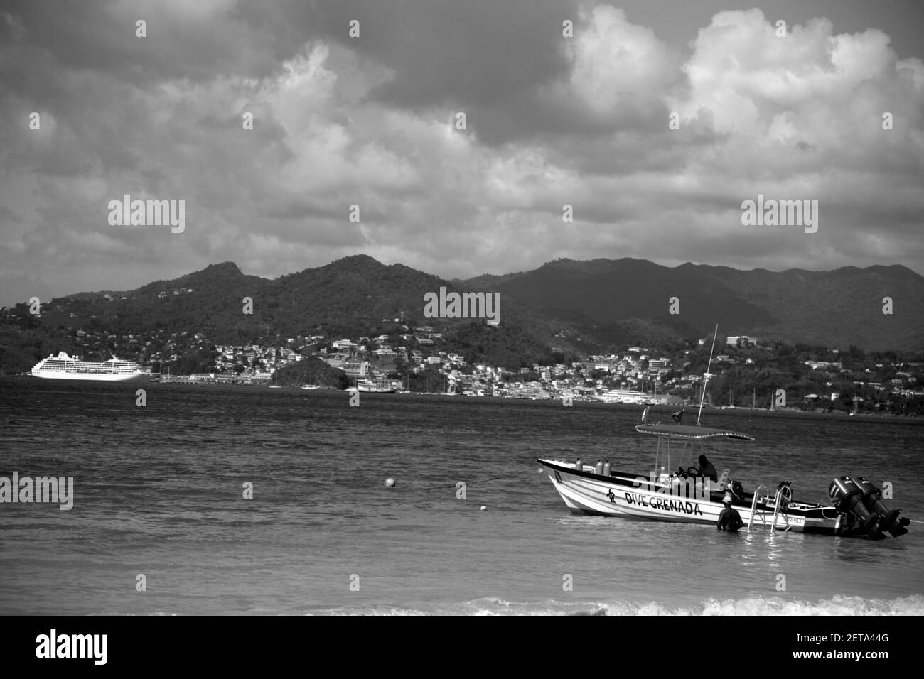 immersione grenada barca grand anse spiaggia grenada vento isole ovest indie Foto Stock