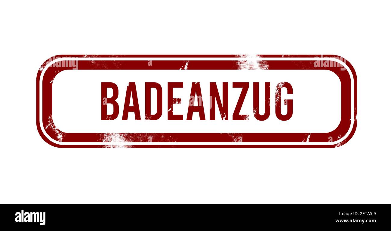badeanzug - pulsante grunge rosso, timbro Foto Stock