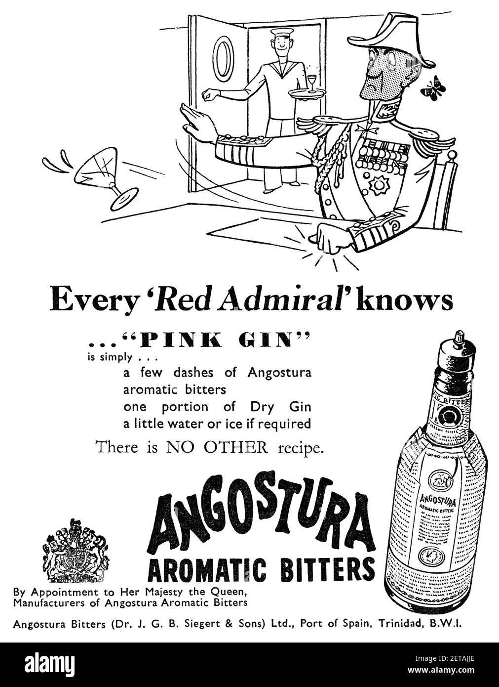 1959 pubblicità britannica per i Bitters aromatici di Angostura. Foto Stock