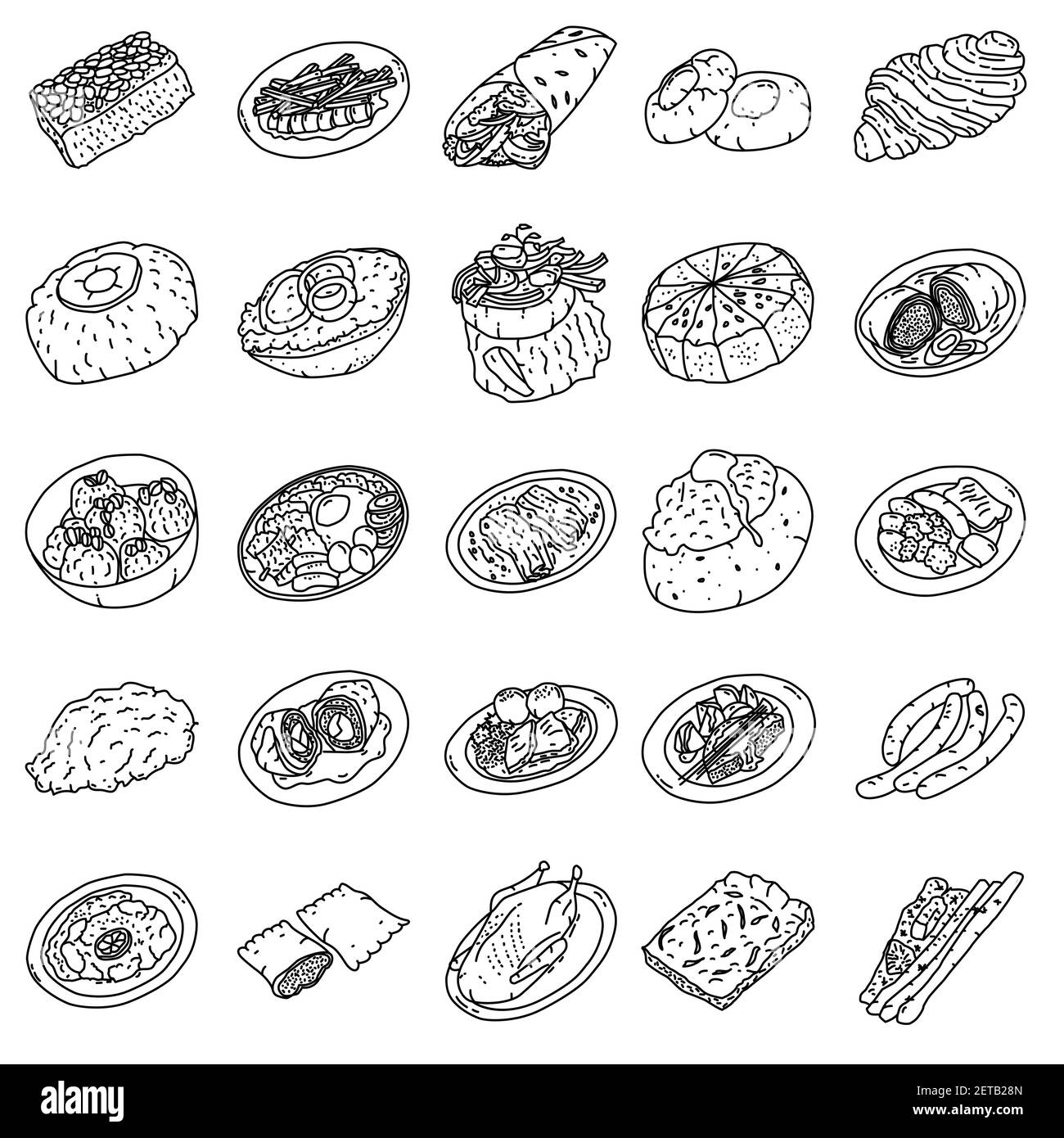 Germany Food Famous Hand Drawed Icon Set Vector. Illustrazione Vettoriale