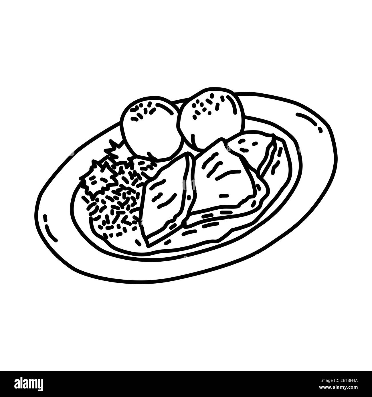 Sauerbraten Germany Food Set di icone disegnate a mano Vector. Illustrazione Vettoriale