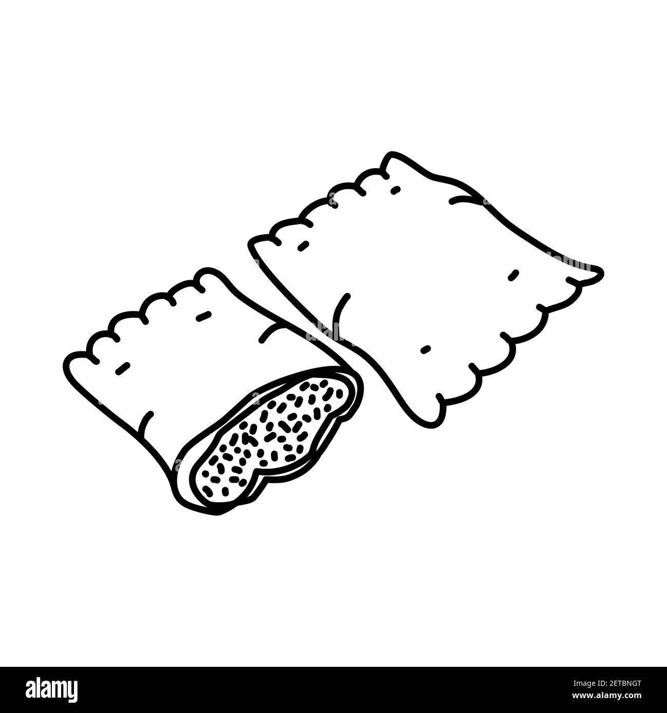 Schwabische Maultaschen Germany Food Set di icone disegnate a mano Vector. Illustrazione Vettoriale