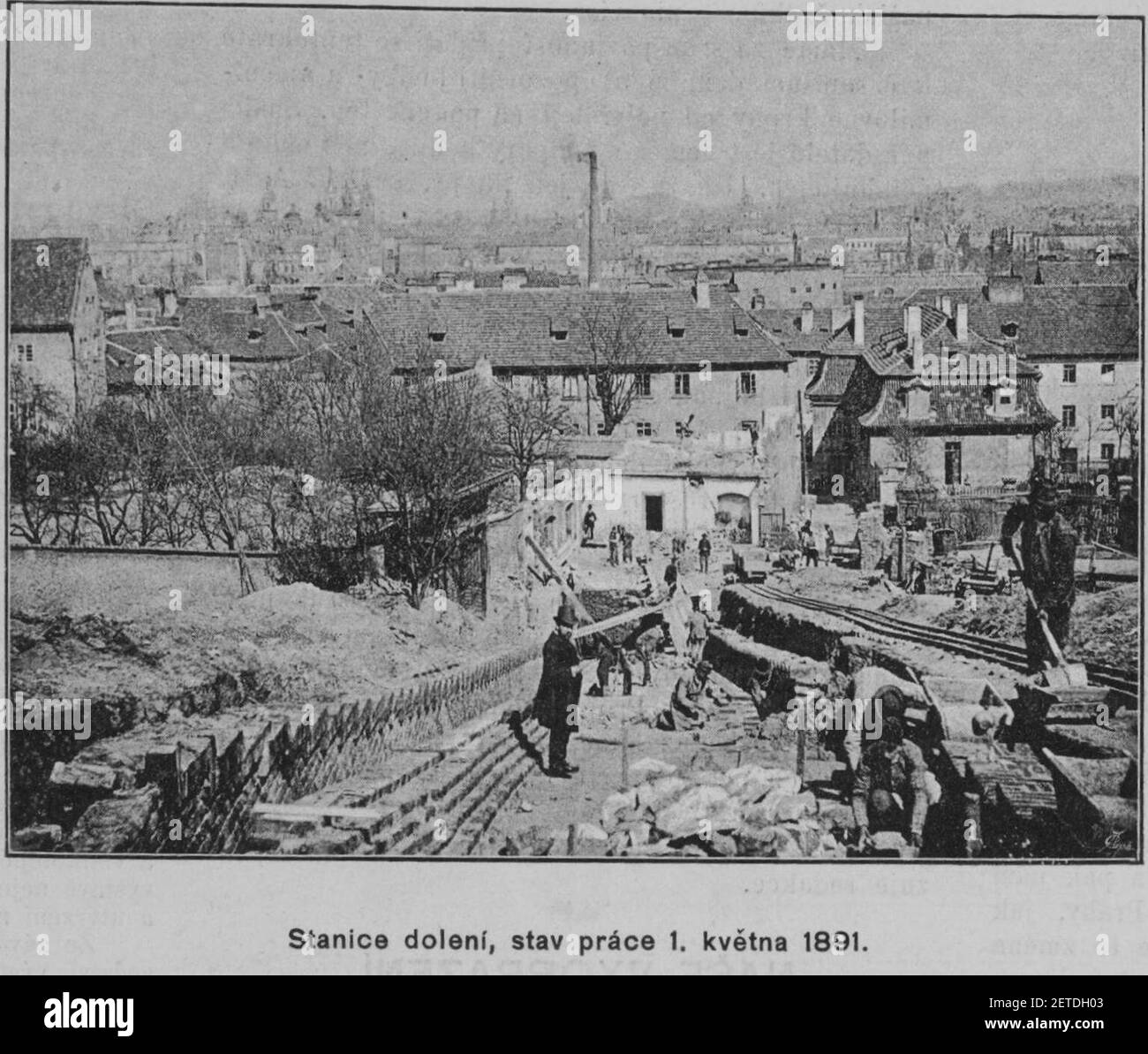 Funicolare Petrin Stazione inferiore 1891 Pacovsky. Foto Stock