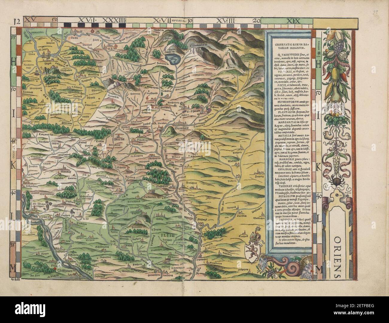 Philipp Apian - Bairische Landtafeln von 1568 - Tafel 12. Foto Stock