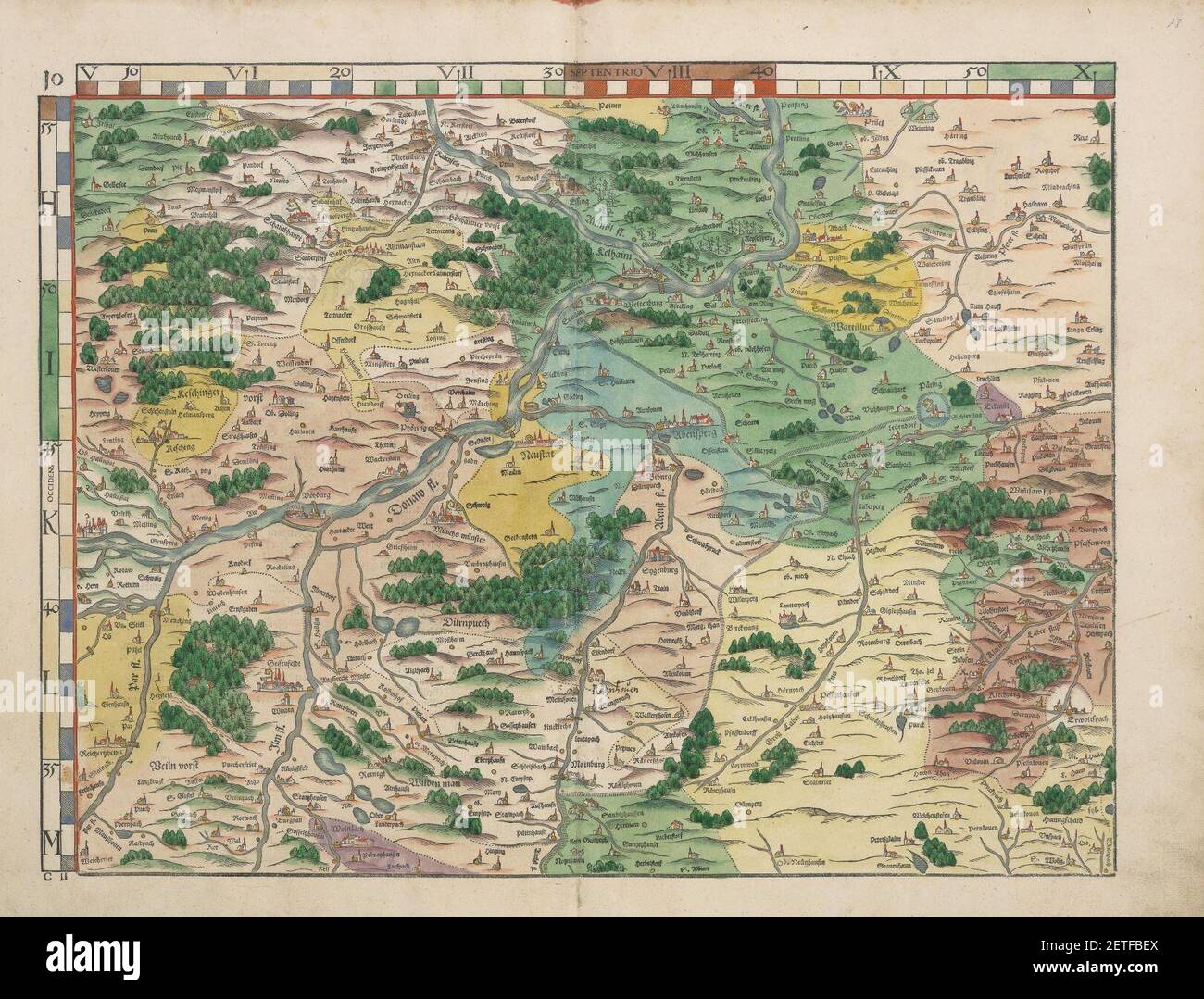 Philipp Apian - Bairische Landtafeln von 1568 - Tafel 10. Foto Stock