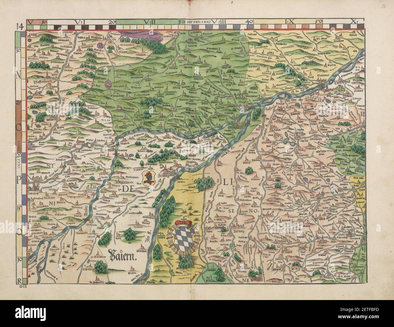 Philipp Apian - Bairische Landtafeln von 1568 - Tafel 14. Foto Stock