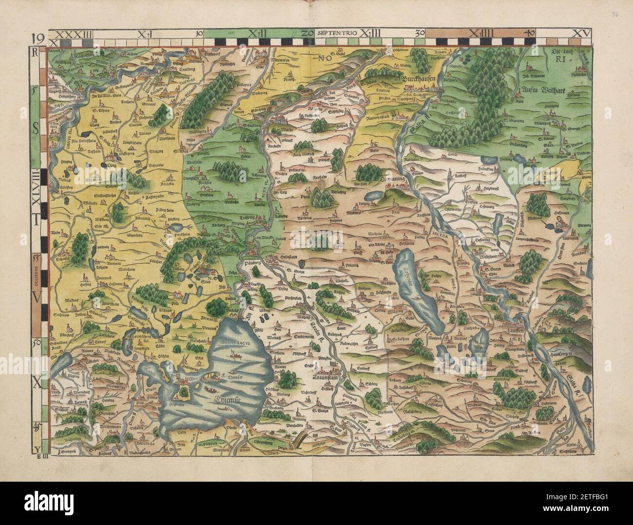 Philipp Apian - Bairische Landtafeln von 1568 - Tafel 19. Foto Stock